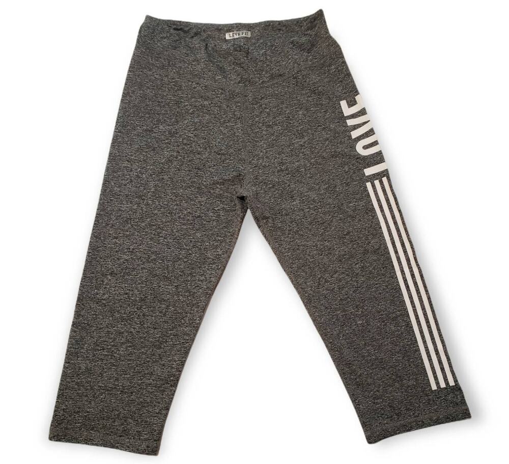 Love Fit by Reflex Gray & White Workout / Yoga Cropped Leggings - Size 1XL